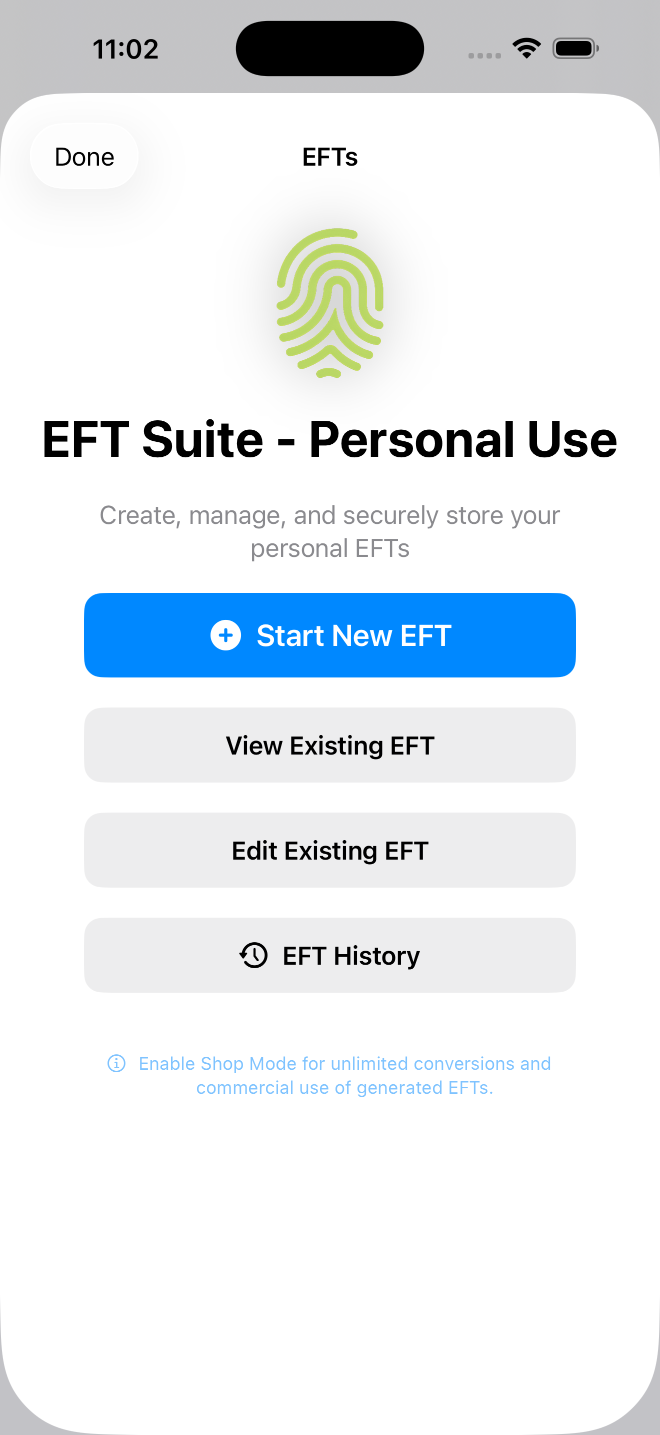 EFT Generation Interface
